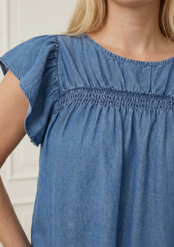 I SAY Ganja Smock Top Tops 616 Denim Blue