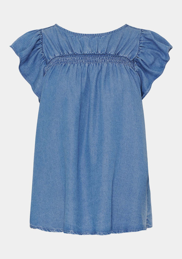 I SAY Ganja Smock Top Tops 616 Denim Blue