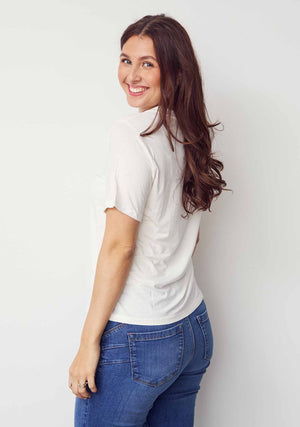 I SAY Gritt V-Neck T-Shirt T-Shirts 101 Broken White