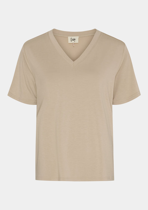 I SAY Gritt V-Neck T-Shirt T-Shirts 112 Sand