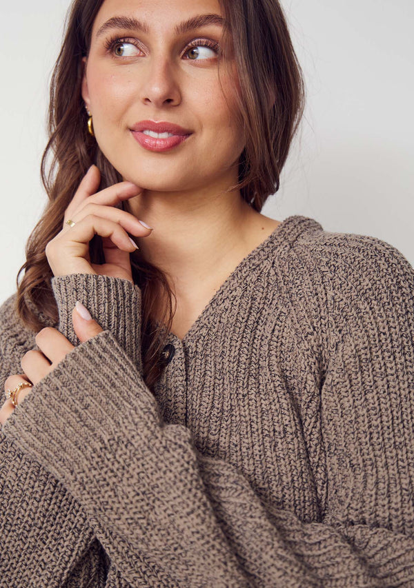 I SAY Gunda Knit Cardigan Knitwear M77 Black/Potato Melange