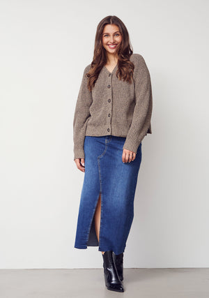 I SAY Gunda Knit Cardigan Knitwear M77 Black/Potato Melange