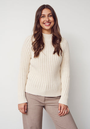 I SAY Gwen Highneck Pullover Knitwear 101 Broken White
