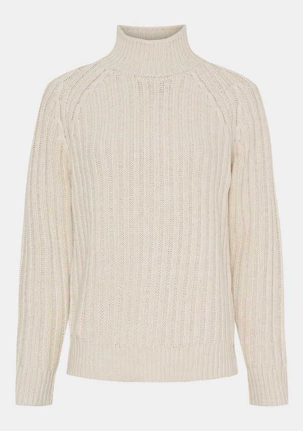 I SAY Gwen Highneck Pullover Knitwear 101 Broken White