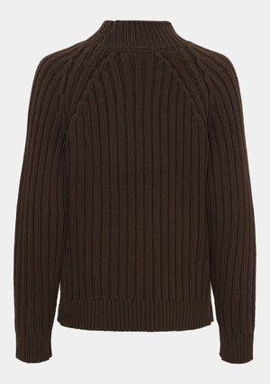 I SAY Gwen Highneck Pullover Knitwear 356 Dark brown