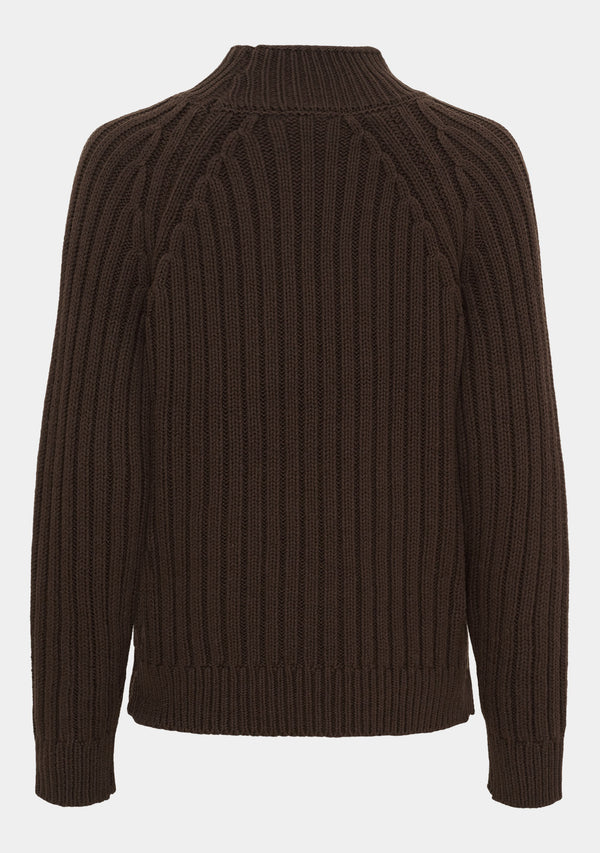 I SAY Gwen Highneck Pullover Knitwear 356 Dark brown