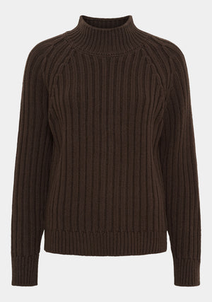 I SAY Gwen Highneck Pullover Knitwear 356 Dark brown