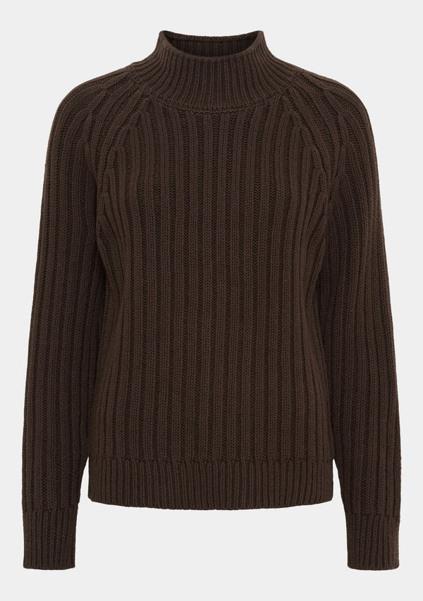 I SAY Gwen Highneck Pullover Knitwear 356 Dark brown