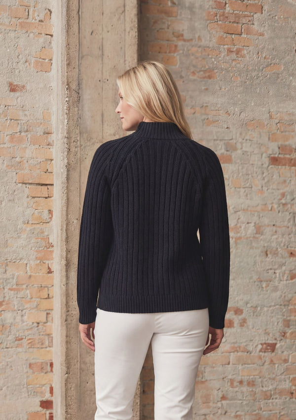I SAY Gwen Highneck Pullover Knitwear 640 Navy