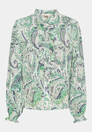 I SAY Gyta Ruffle Shirt Shirts I31 Green Paisley