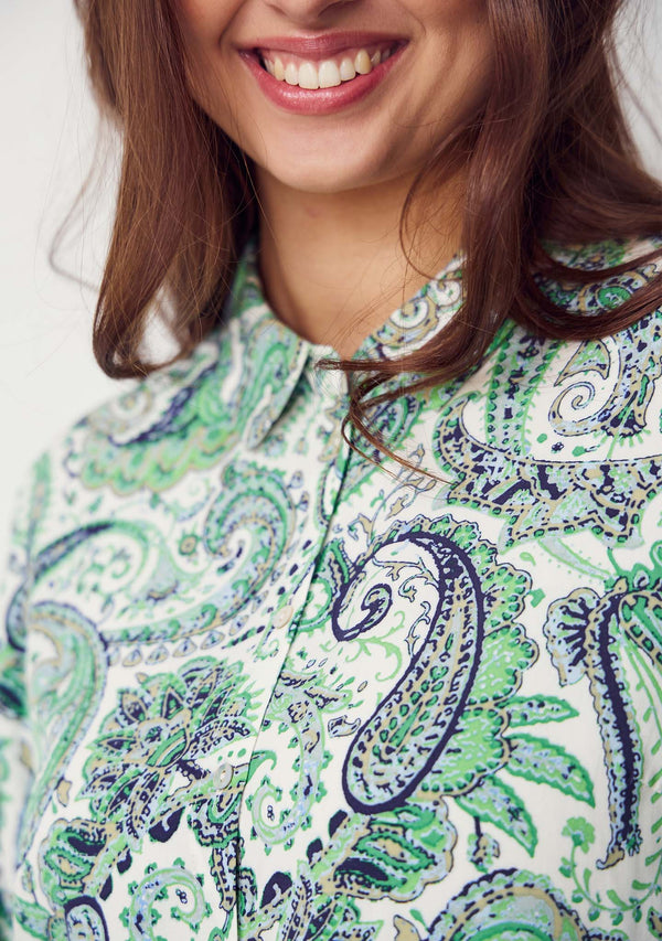 I SAY Gyta Smock Blouse Blouses I31 Green Paisley