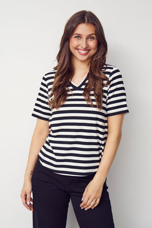 I SAY Jeila T-Shirt T-Shirts B28 Black/Broken White stripe