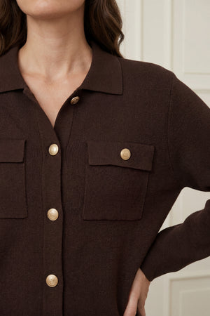 I SAY Jena Colar Cardigan Knitwear 356 Dark brown