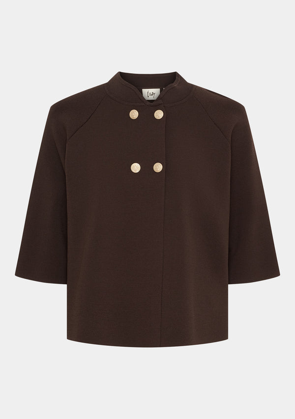 I SAY Jena Poncho Blouse Knitwear 356 Dark brown