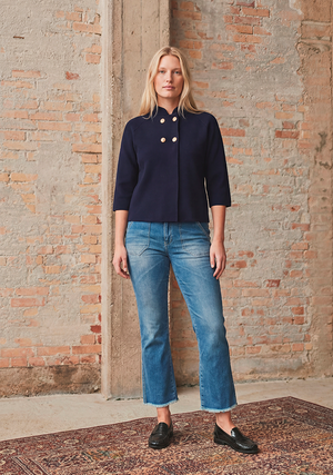 I SAY Jena Poncho Blouse Knitwear 640 Navy