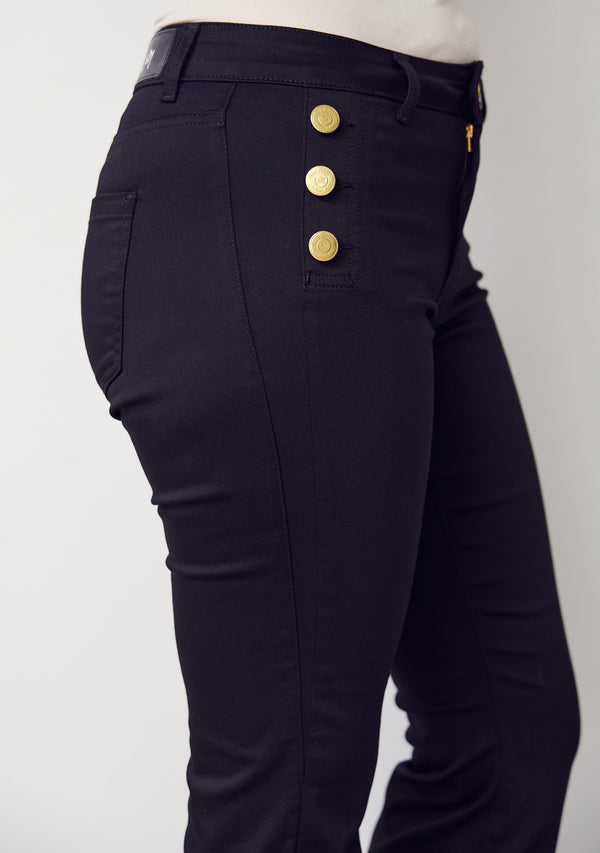 I SAY Lido Button Long Jeans Pants 900 Black