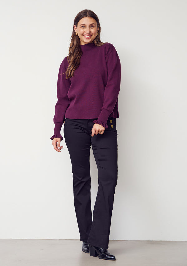 I SAY Lido Button Long Jeans Pants 900 Black