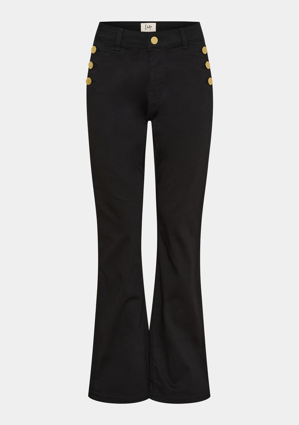 I SAY Lido Button Long Jeans Pants 900 Black