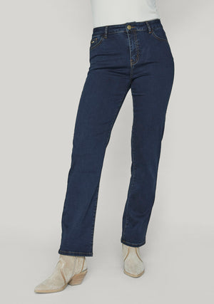 I SAY Lido Straight Long Jeans Pants 693 Denim Blue Unwashed