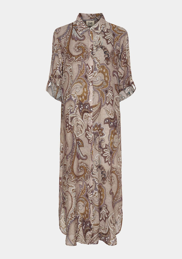 I SAY Lotta Shirt Dress Dresses N45 Taupe Paisley