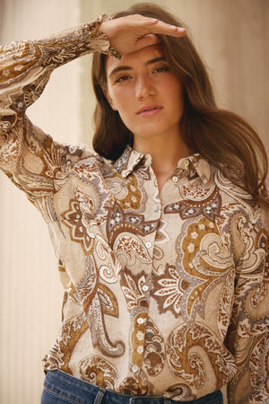 I SAY Lotta Smock Shirt Shirts N45 Taupe Paisley