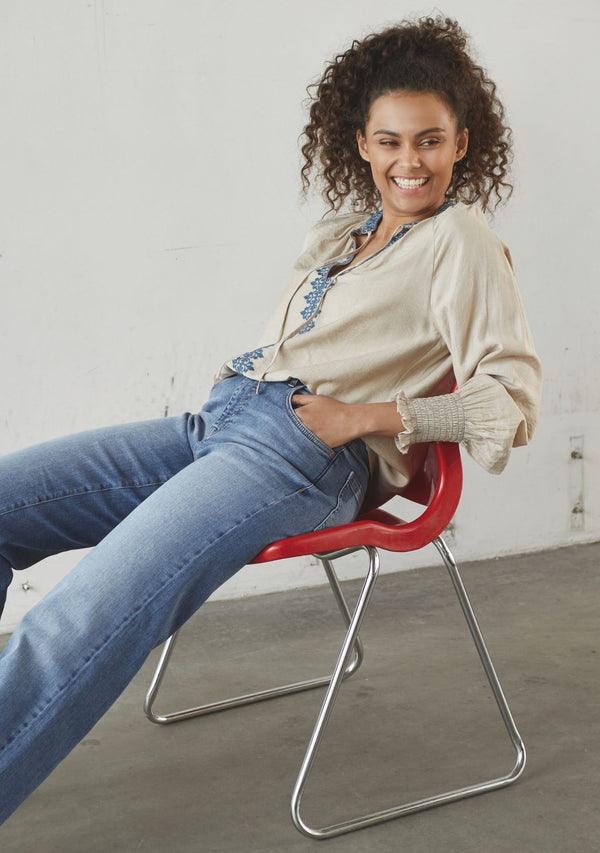 I SAY Lykke Deco Blouse Blouses N15 Sand w/Blue