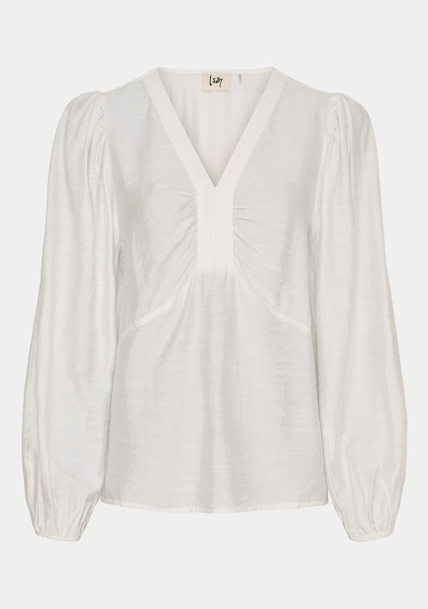 I SAY Lykke V-Neck Blouse Blouses 101 Broken White