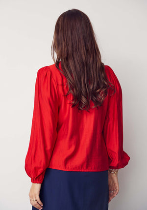 I SAY Lykke V-Neck Blouse Blouses 432 Fresh Red