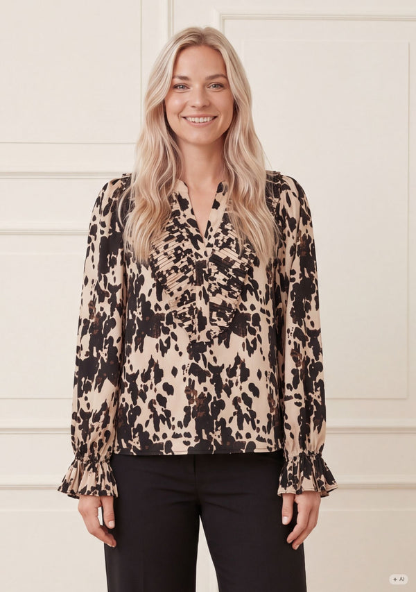 I SAY Melba Pleat Blouse Blouses N57 Earth Print