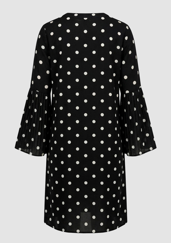 I SAY Melba Pleat Dress Dresses N62 Black w/Dots