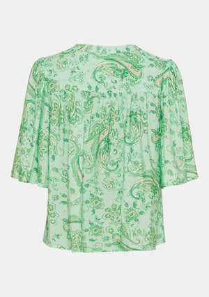 I SAY Melba s/s Blouse Blouses N34 Fresh Green Paisley