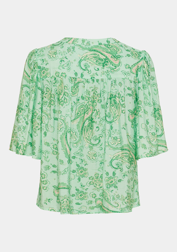 I SAY Melba s/s Blouse Blouses N34 Fresh Green Paisley