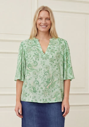 I SAY Melba s/s Blouse Blouses N34 Fresh Green Paisley
