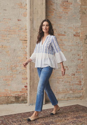 I SAY Mina Blouse Blouses N33 Blue Flower Vine