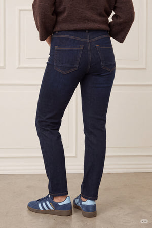 I SAY Monza Straight Jeans Pants 697 Dark Denim Unwashed