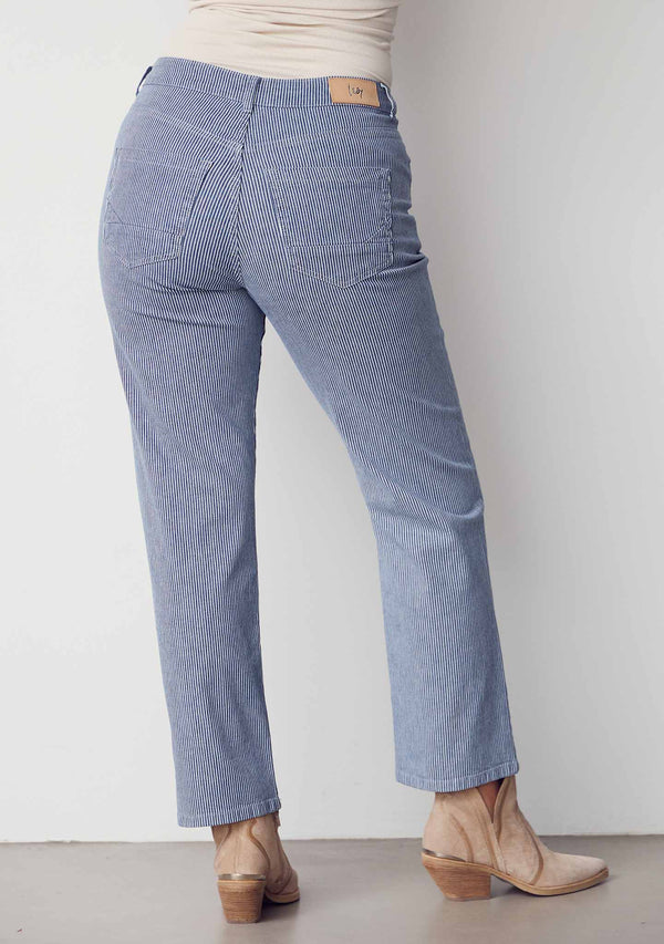 I SAY Monza Striped Jeans Pants G12 Milky Stripe