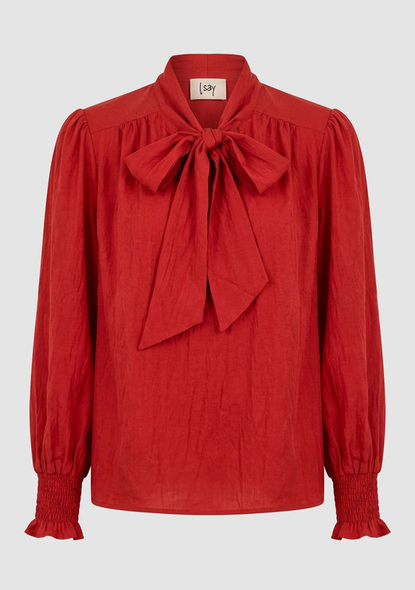 I SAY Nadja Bow Blouse Blouses 435 Deep Red
