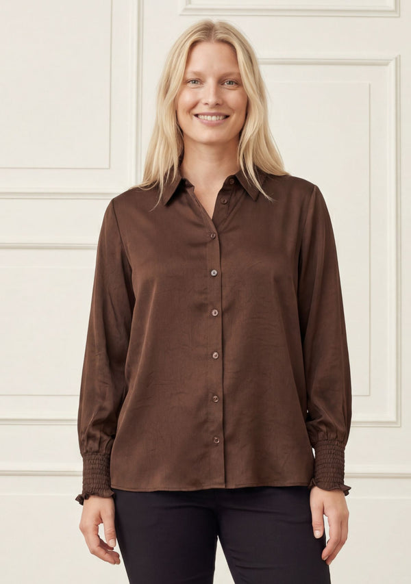 I SAY Nanina Smock Shirt Shirts 356 Dark brown