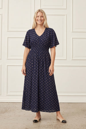 I SAY Naomi Stretch Dress Dresses D67 Navy Dot