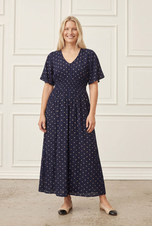 I SAY Naomi Stretch Dress Dresses D67 Navy Dot