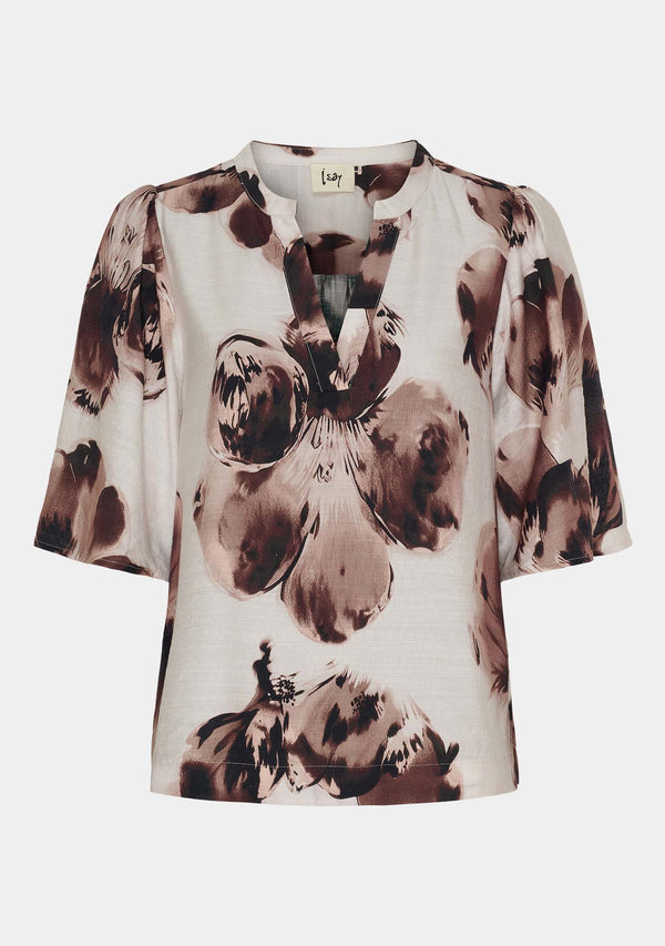 I SAY Naomi s/s Blouse Blouses N47 Aubergine Floral
