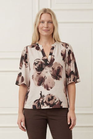 I SAY Naomi s/s Blouse Blouses N47 Aubergine Floral