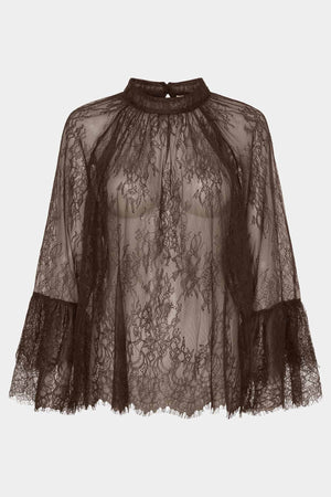 I SAY Nicole Lace Blouse Blouses 356 Dark brown