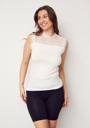 I SAY Nilla Highneck Top Tops 101 Broken White