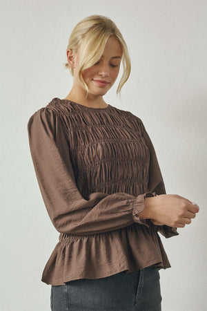 I SAY Noel Smock Blouse Blouses 356 Dark brown