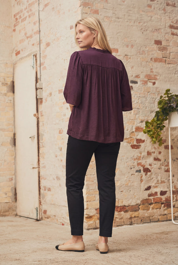 I SAY Nova s/s Blouse Blouses 419 Aubergine
