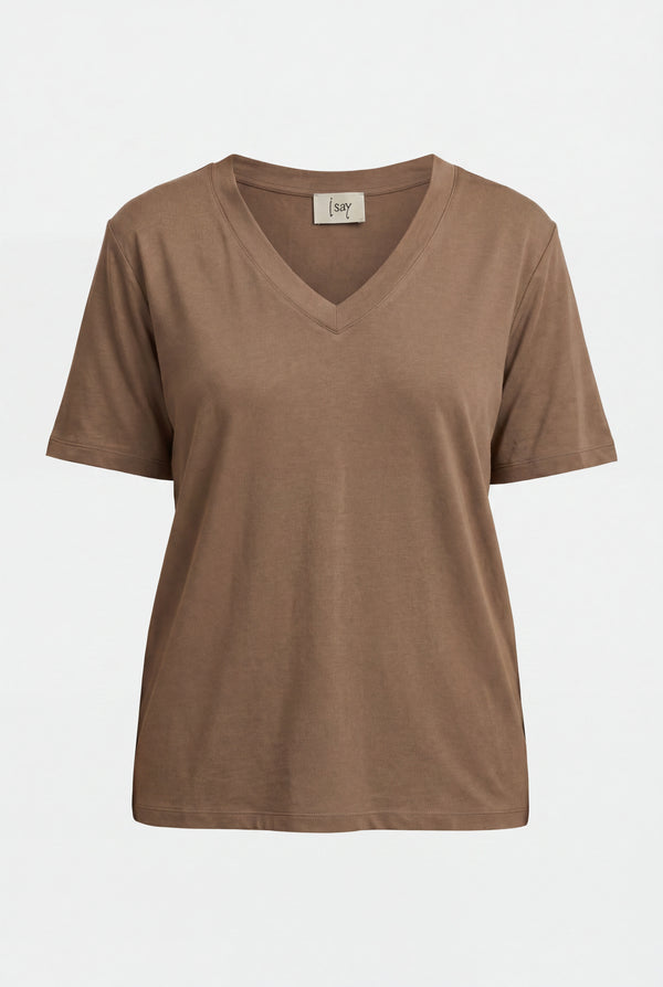I SAY Nugga Basic V-Neck T-Shirt Basics 314 Toffee