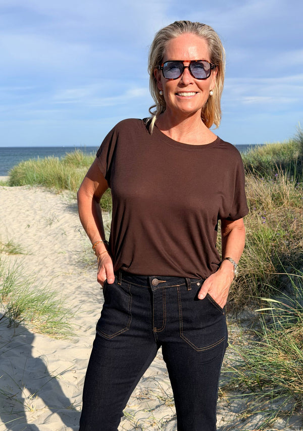I SAY Nugga Viscose T-Shirt Basics 356 Dark brown