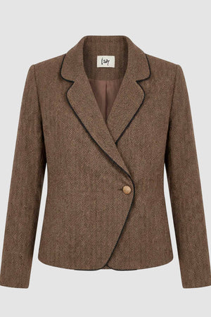 I SAY Oda Blazer Jackets N60 Brown Herringbone