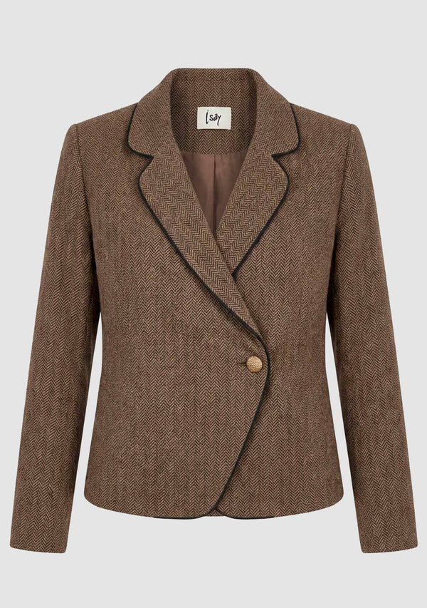 I SAY Oda Blazer Jackets N60 Brown Herringbone